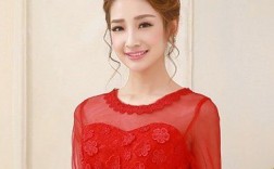 婚礼红裙披肩发型