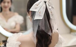 婚礼长头纱发型蝴蝶结