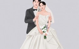 婚纱照手绘壁纸简约风格_婚纱手绘效果图