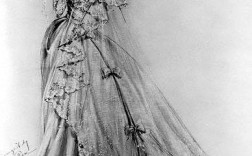 美式复古婚纱 美式婚纱设计图手稿