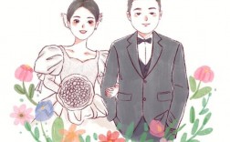 情侣手绘头像简约婚纱图