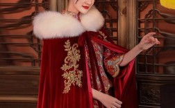 中式婚礼披肩穿戴图片女,中式结婚披发造型图片 