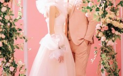 洋气粉色上衣美式婚纱照