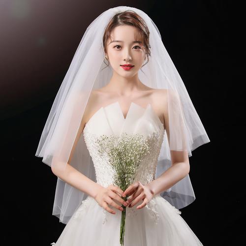 婚礼发型韩式头纱照（韩式婚礼发型女）-图1