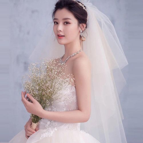 婚礼发型韩式头纱照（韩式婚礼发型女）-图2