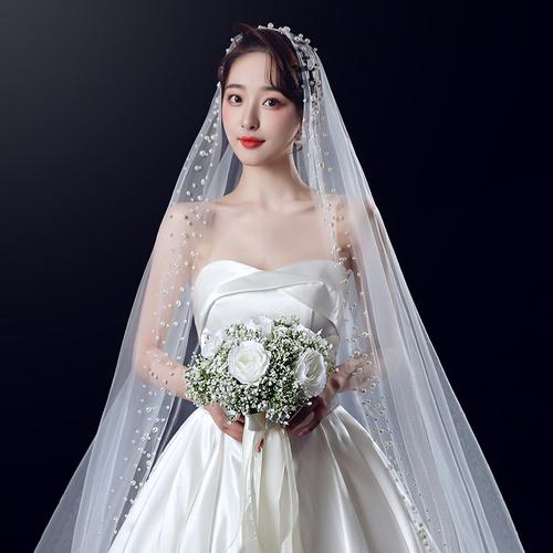 婚礼发型韩式头纱照（韩式婚礼发型女）-图3