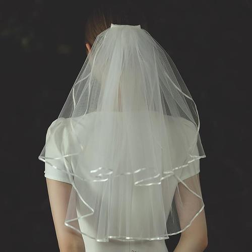  白纱造型婚礼蓬蓬头纱「婚礼白纱装饰」-图1