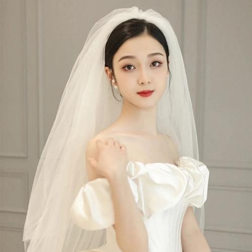  白纱造型婚礼蓬蓬头纱「婚礼白纱装饰」-图3