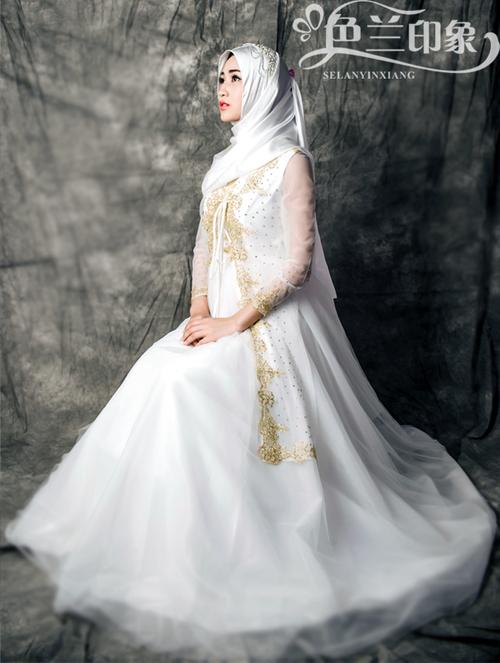 回族单色婚礼头纱照片图片_回族婚纱礼服图片-图2