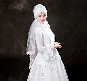 回族单色婚礼头纱照片图片_回族婚纱礼服图片-图1
