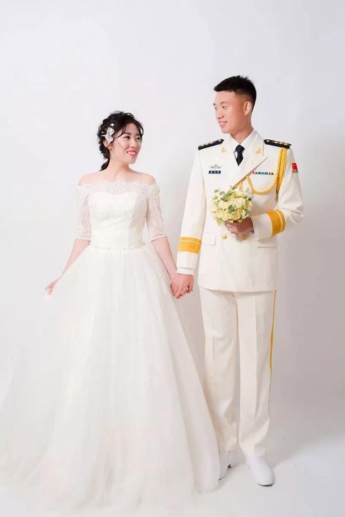  海军白色军装军人婚礼正步盖头纱「海军礼服婚纱」-图1