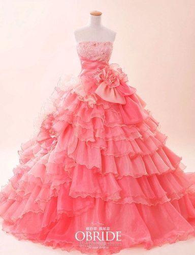 粉色长裙美式婚纱图片大全集-图2